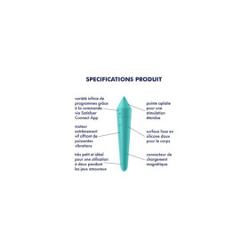 Vibromasseur connecté turquoise USB Ultra Power Bullet 8 Satisfyer 